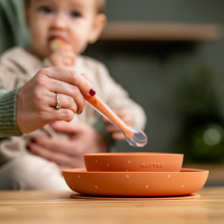 Set ushqimi për Fëmijë prej Silikoni, 3 copë - Terracotta