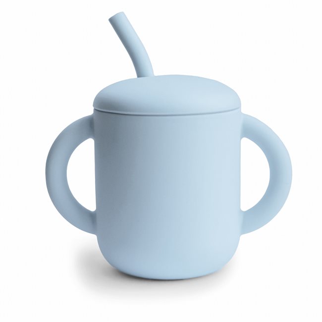 Tas selikoni me pip Mushie - Powder Blue