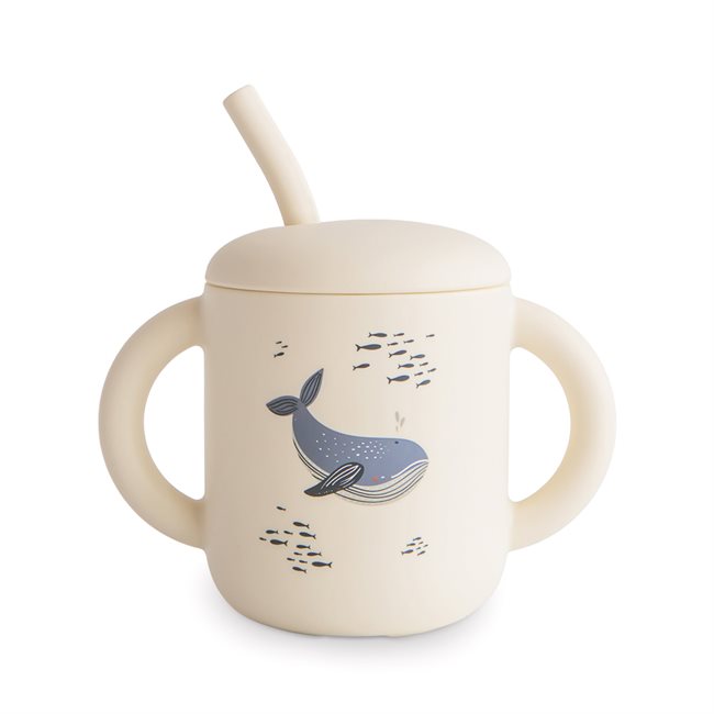 Tas selikoni me pip Mushie - Whales