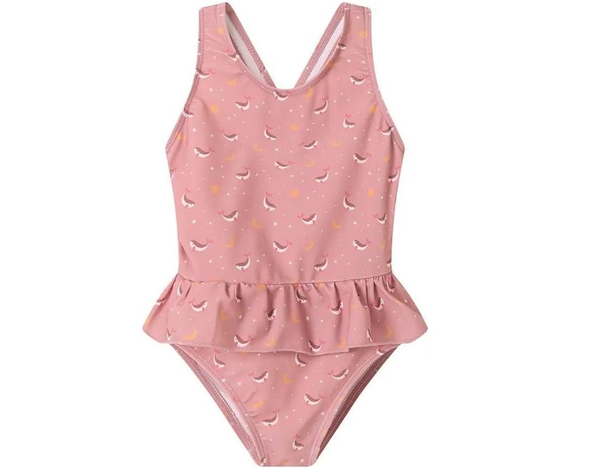 Bikini te kapura per vajza me shpinë të kryqëzuar, Whale Pink- (3-4vjeç)